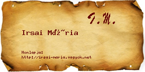 Irsai Mária névjegykártya